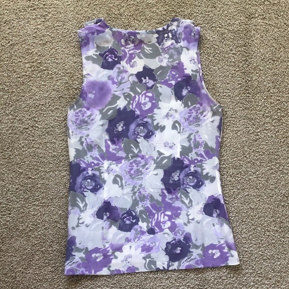 Halogen 100% Silk Purple Floral Blouse with Ruffle - Picture 6 of 6